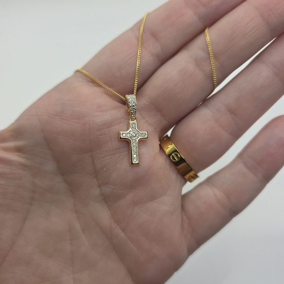 Dainty Moissanite Gold Over Silver S925 Pendant Necklace - Picture 1 of 7